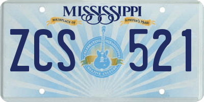 MS license plate ZCS521