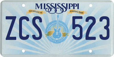 MS license plate ZCS523