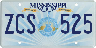 MS license plate ZCS525