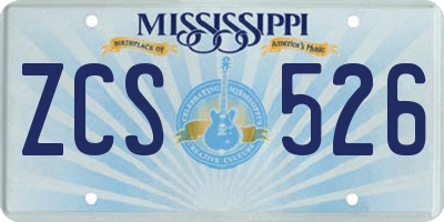 MS license plate ZCS526
