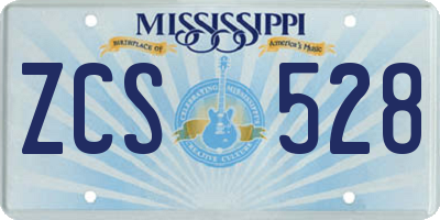 MS license plate ZCS528