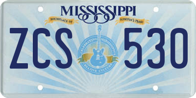 MS license plate ZCS530