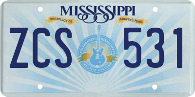 MS license plate ZCS531