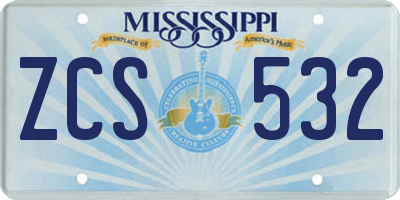 MS license plate ZCS532