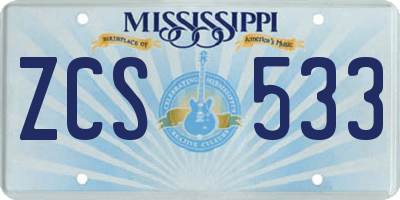 MS license plate ZCS533