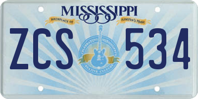 MS license plate ZCS534
