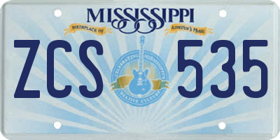 MS license plate ZCS535