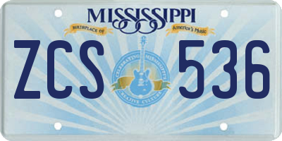 MS license plate ZCS536