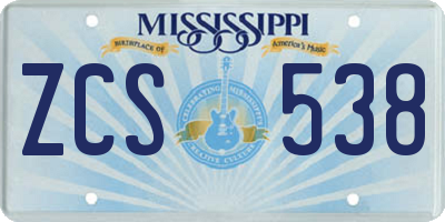 MS license plate ZCS538