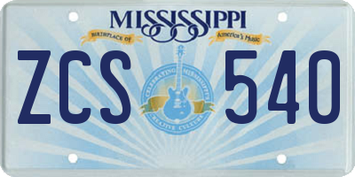 MS license plate ZCS540