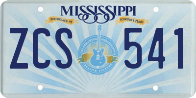 MS license plate ZCS541