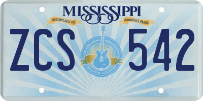 MS license plate ZCS542
