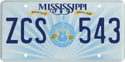 MS license plate ZCS543