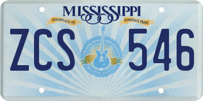 MS license plate ZCS546