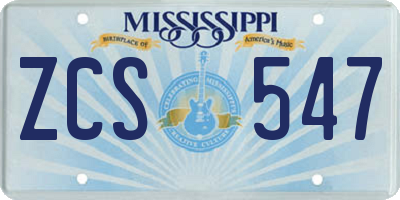 MS license plate ZCS547