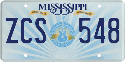MS license plate ZCS548
