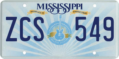 MS license plate ZCS549