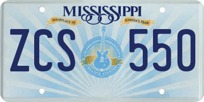 MS license plate ZCS550
