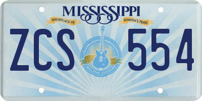 MS license plate ZCS554