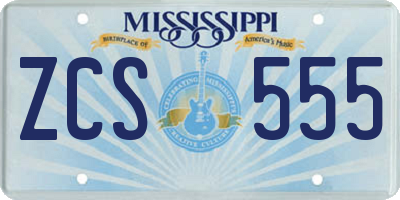 MS license plate ZCS555