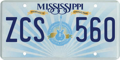 MS license plate ZCS560