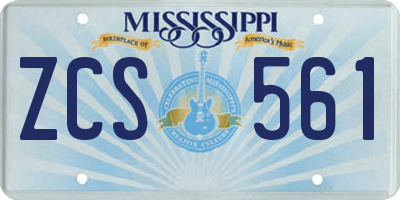 MS license plate ZCS561