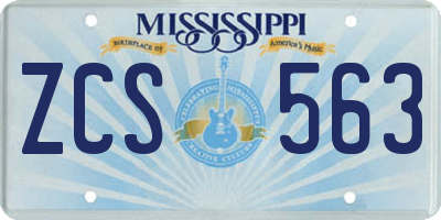 MS license plate ZCS563