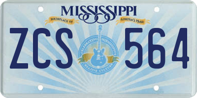 MS license plate ZCS564