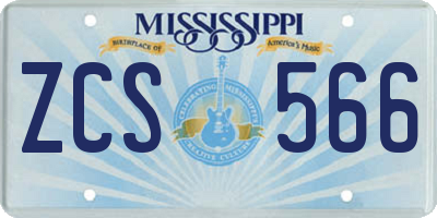 MS license plate ZCS566
