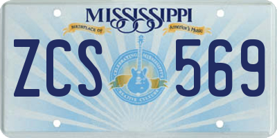 MS license plate ZCS569