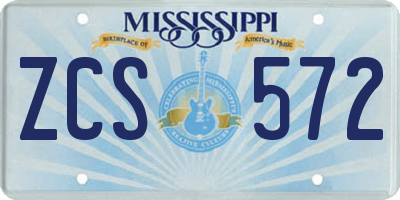 MS license plate ZCS572