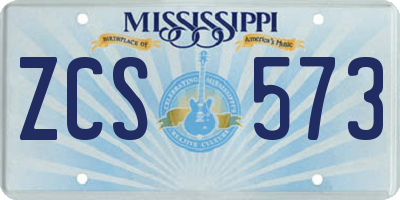MS license plate ZCS573