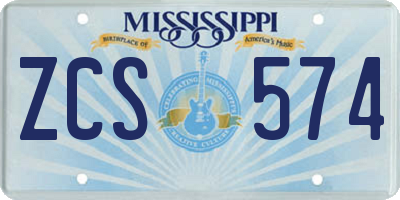 MS license plate ZCS574