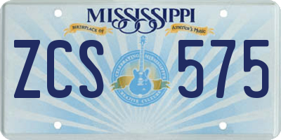 MS license plate ZCS575