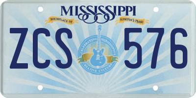MS license plate ZCS576