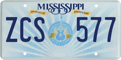 MS license plate ZCS577