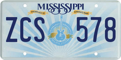 MS license plate ZCS578
