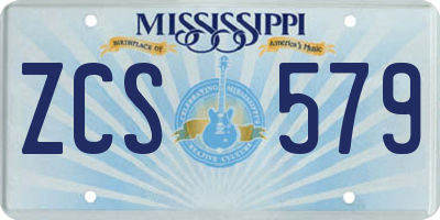 MS license plate ZCS579