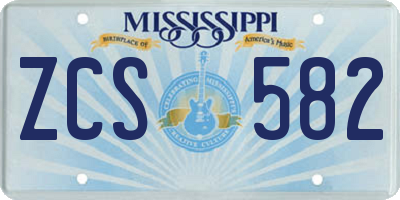 MS license plate ZCS582