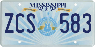 MS license plate ZCS583