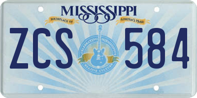 MS license plate ZCS584