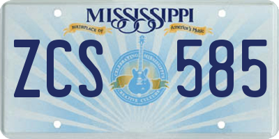 MS license plate ZCS585