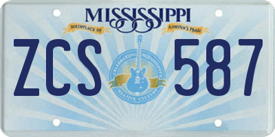 MS license plate ZCS587