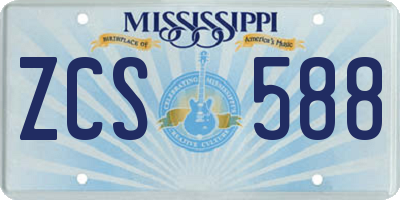 MS license plate ZCS588