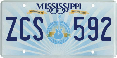 MS license plate ZCS592