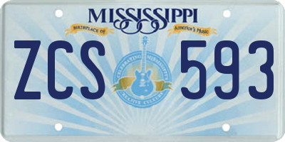 MS license plate ZCS593