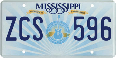 MS license plate ZCS596