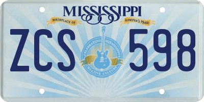 MS license plate ZCS598
