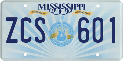 MS license plate ZCS601