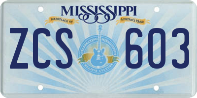 MS license plate ZCS603